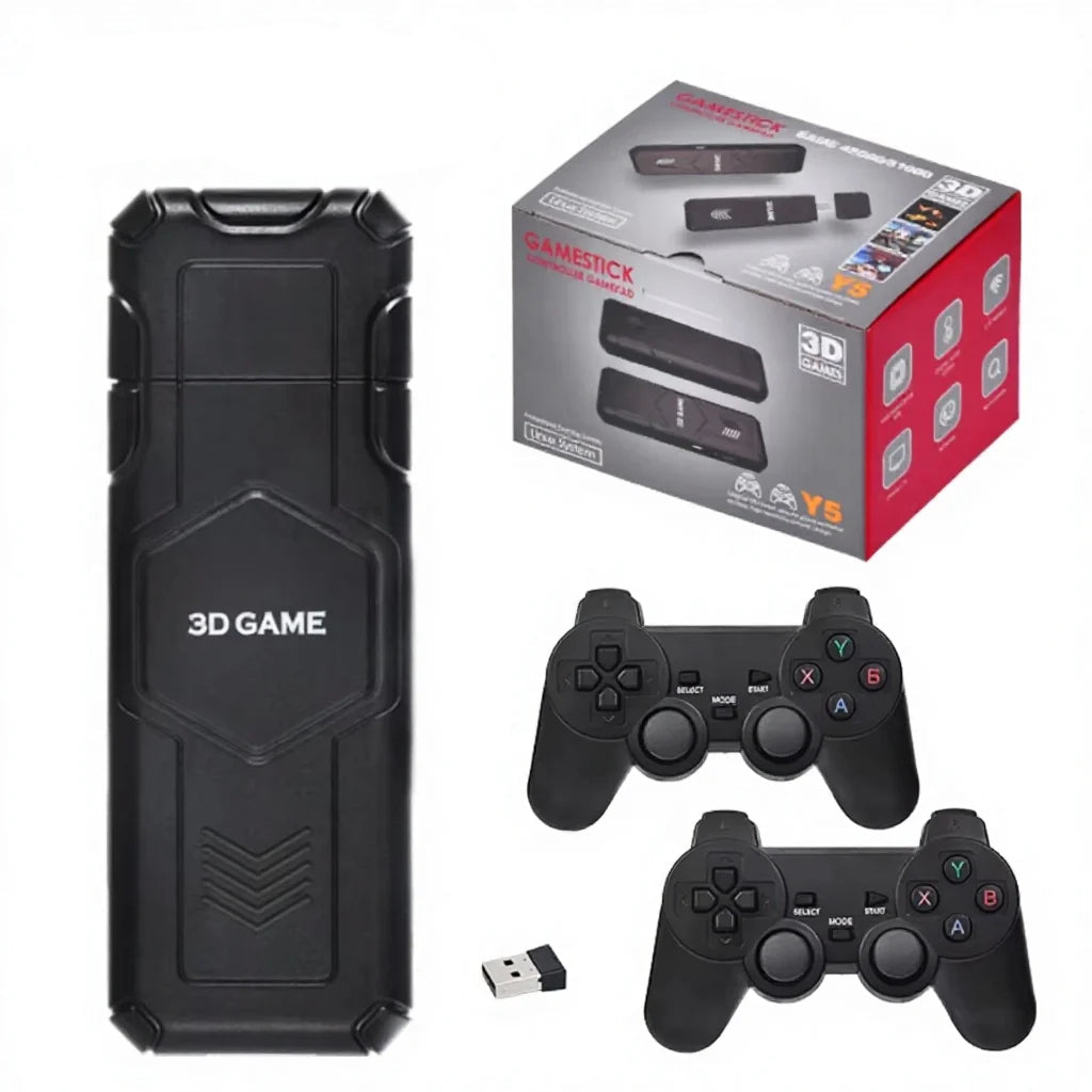 Consola de juegos retro – Retro Game Stick, consola de videojuegos Plug and Play actualizada 2024 integrada en más de 25200 juegos, salida HDMI 4K, 15 emuladores clásicos, controladores inalámbricos