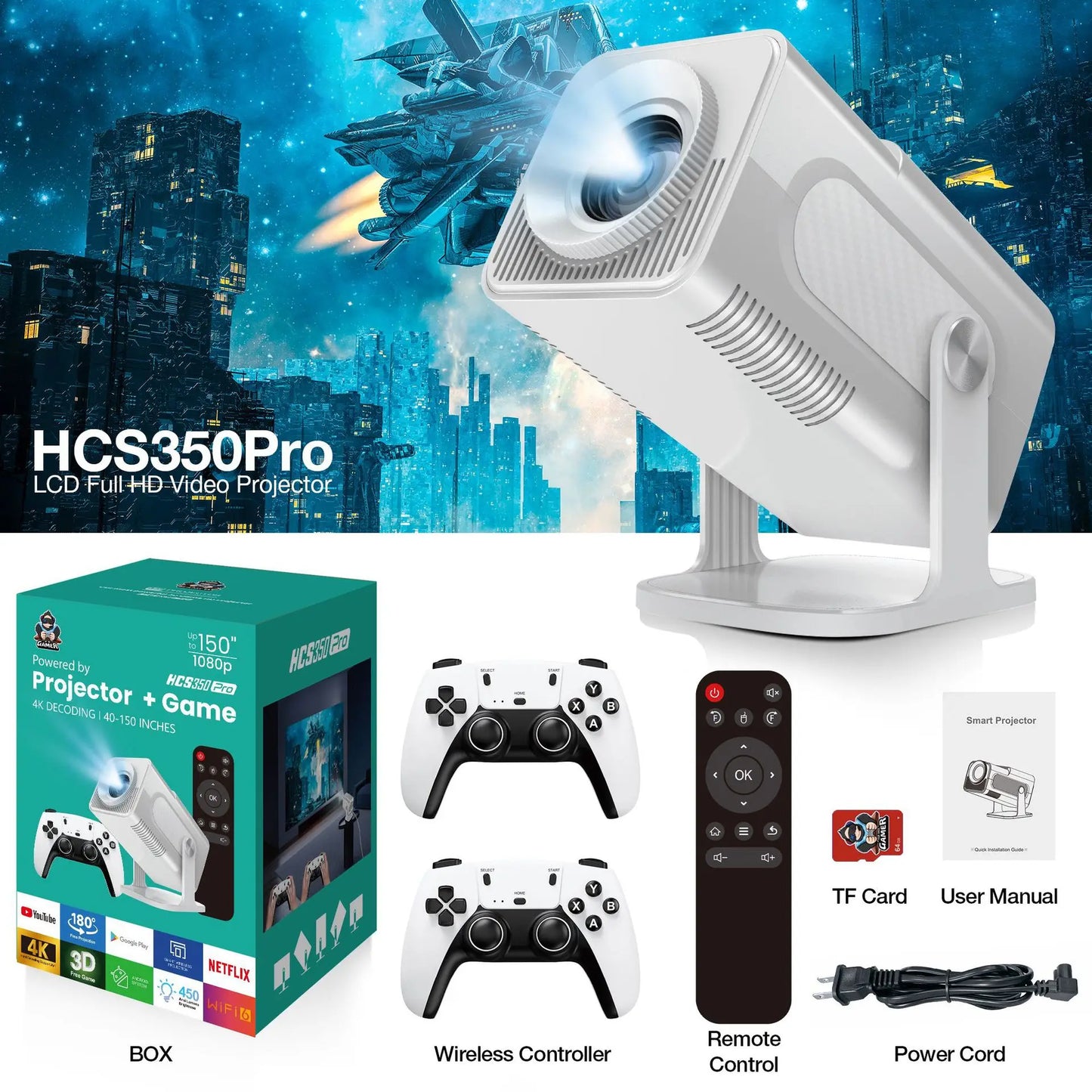 HCS350 Pro Retro Game Projector (2026 Version)